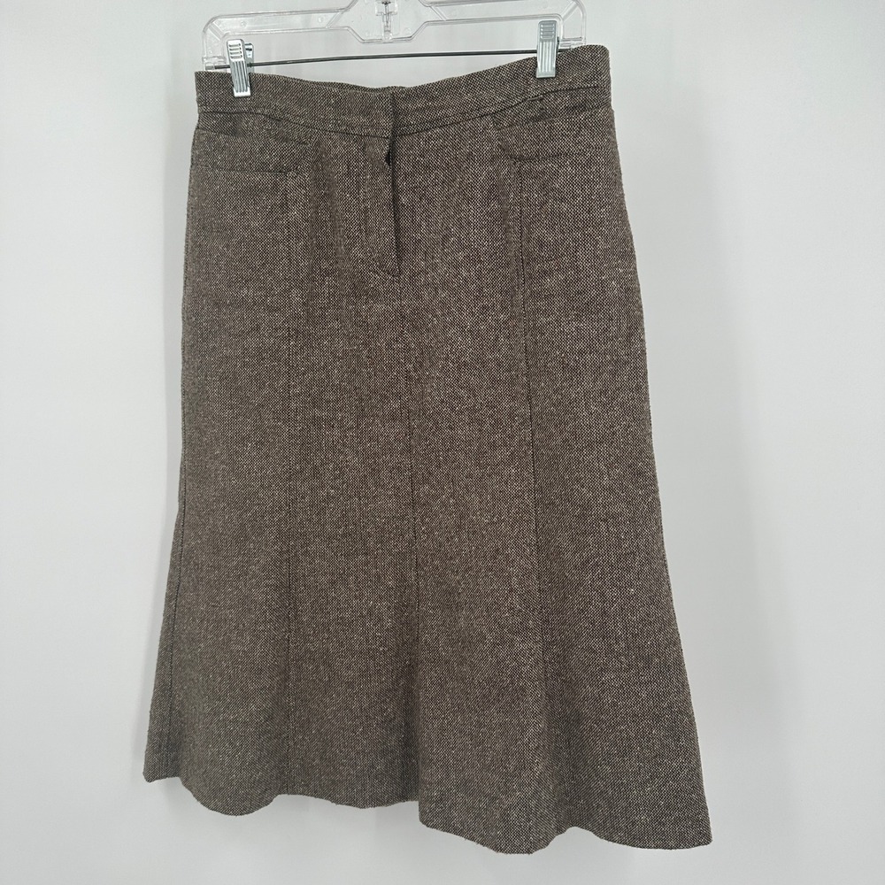 Hirsch Women Old Money Tweed Skirt 8 Wool Blend Vintage Minimalist Brown Classic